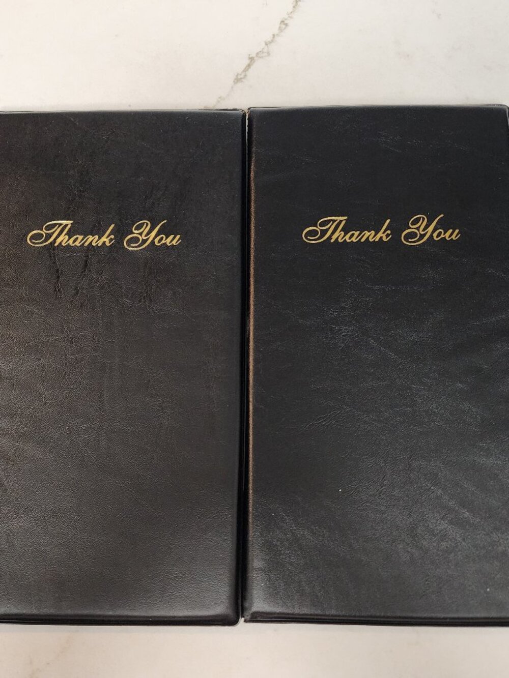 Black Faux Leather Server Booklets Guest Check Holders Thank You 2 Pack